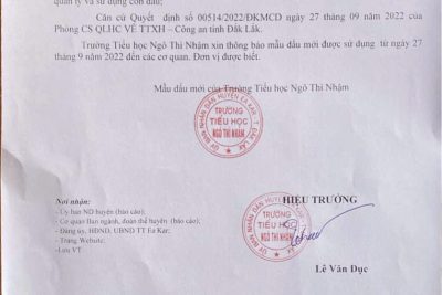 THÔNG BÁO CON DẤU TRƯỜNG TH NGÔ THÌ NHẬM